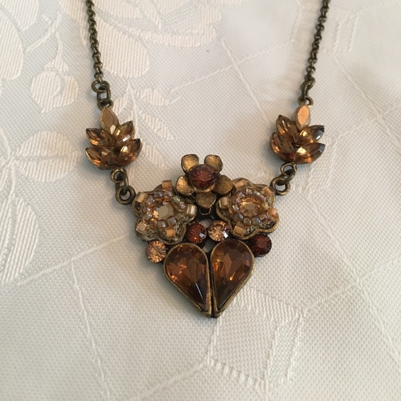 Michael Negrin Necklace with Brown Floral Gems - Picture 2 of 3